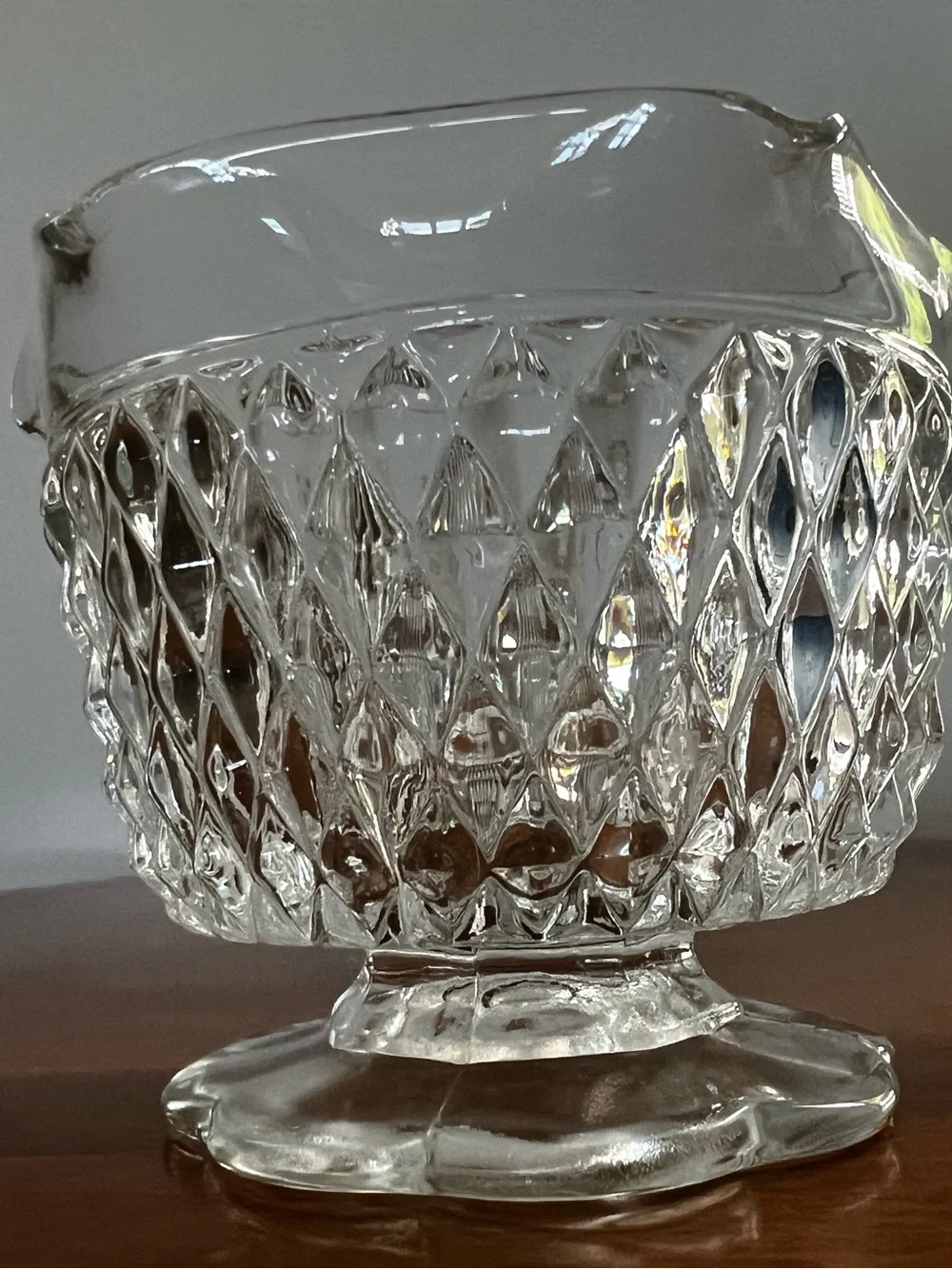 Indiana Glass Clear Diamond Pattern Candle Bowl
